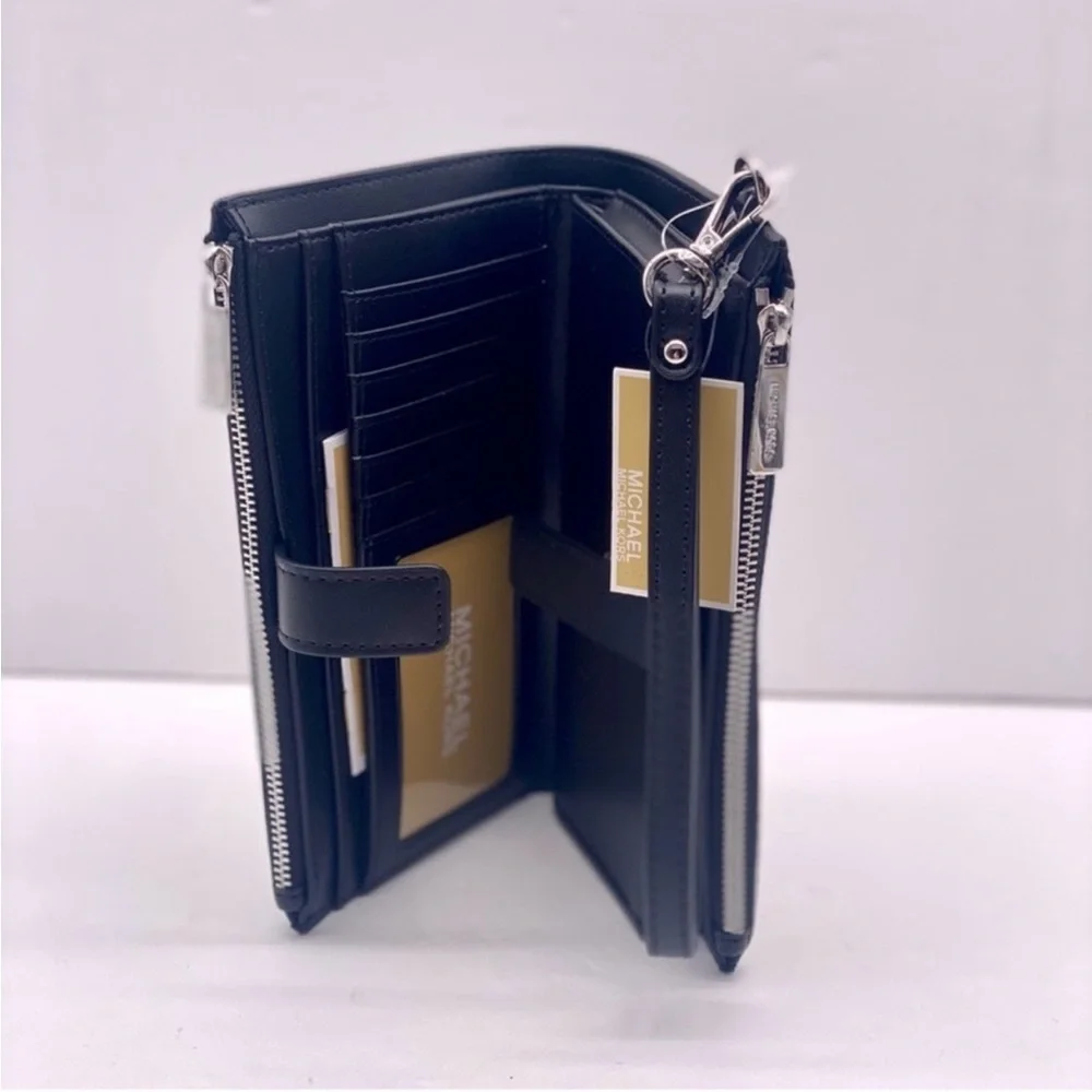 Michael Kors Jet Set Large Ombré Signature Logo Wristlet Wallet Phone BLACK NWT